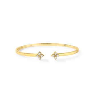 Roberto Coin 18K Yellow Gold Love In Verona Diamond Flower Cuff Bangle - Size Small