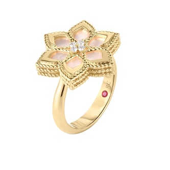 Roberto Coin 18K Yellow Gold Vernazza Diamond & Mother Of Pearl Flower Ring - Size 6.5