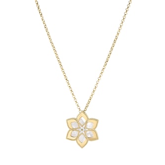 Roberto Coin 18K Yellow Gold Vernazza Diamond & Mother Of Pearl Flower Necklace