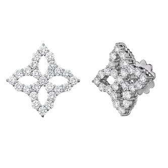 Roberto Coin 18K White Gold Venetian Princess Open Flower Diamond Stud Earrings