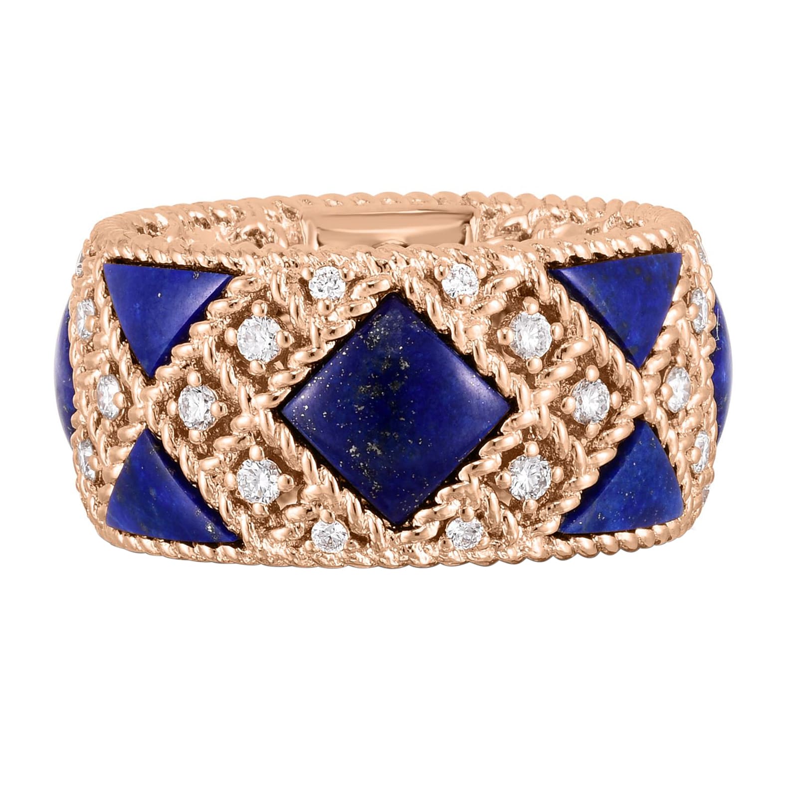 Roberto Coin 18K Yellow Gold Palazzo Ducale Diamond & Blue Lapis Ring - Size 6