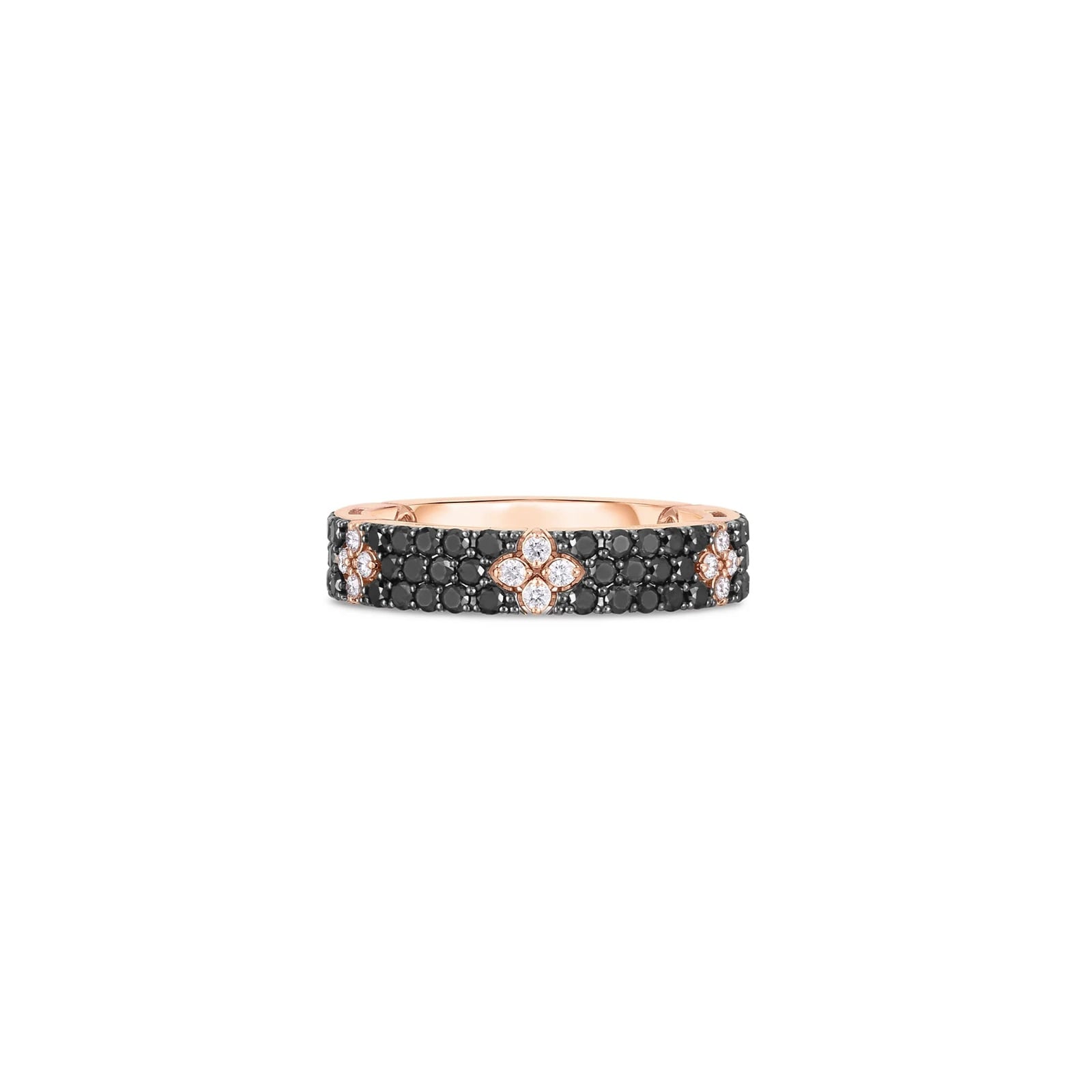 Roberto Coin 18K Rose Gold Love In Verona Black & White Diamond Ring - Ring Size 6.5