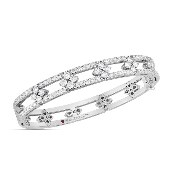 Roberto Coin 18K White Gold Love In Verona Diamond Open Frame Pave Bangle