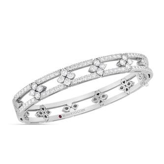 Roberto Coin 18K White Gold Love In Verona Diamond Open Frame Pave Bangle