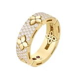 Roberto Coin 18K Yellow Gold Love In Verona Pave Diamond & Polished Flower Ring - Size 6.5