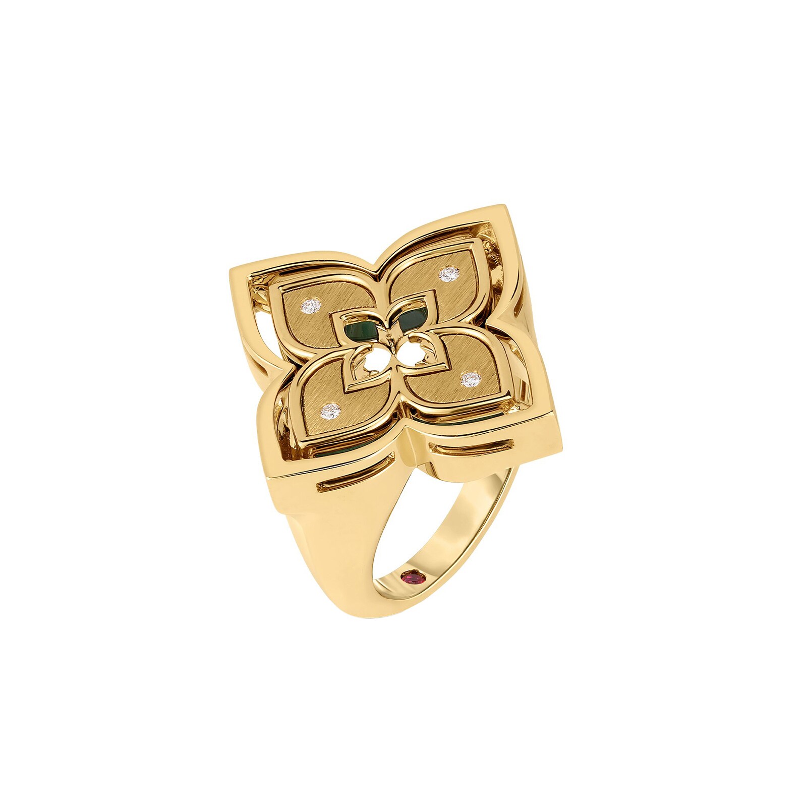 Roberto Coin 18K Yellow Gold Venetian Princess Pirouette Diamond & Mother Of Pearl Flower Ring