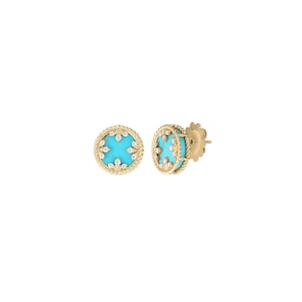 Roberto Coin 18K Yellow Gold Coloured Medallions Diamond & Turquoise Stud Earrings