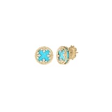 Roberto Coin 18K Yellow Gold Coloured Medallions Diamond & Turquoise Stud Earrings