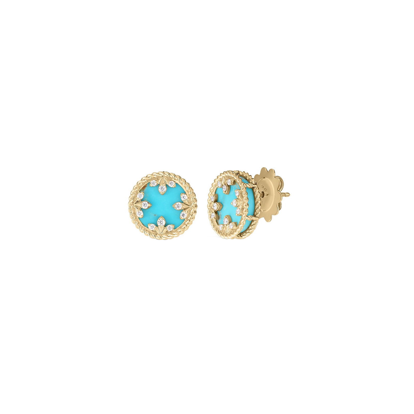 Roberto Coin 18K Yellow Gold Coloured Medallions Diamond & Turquoise Stud Earrings