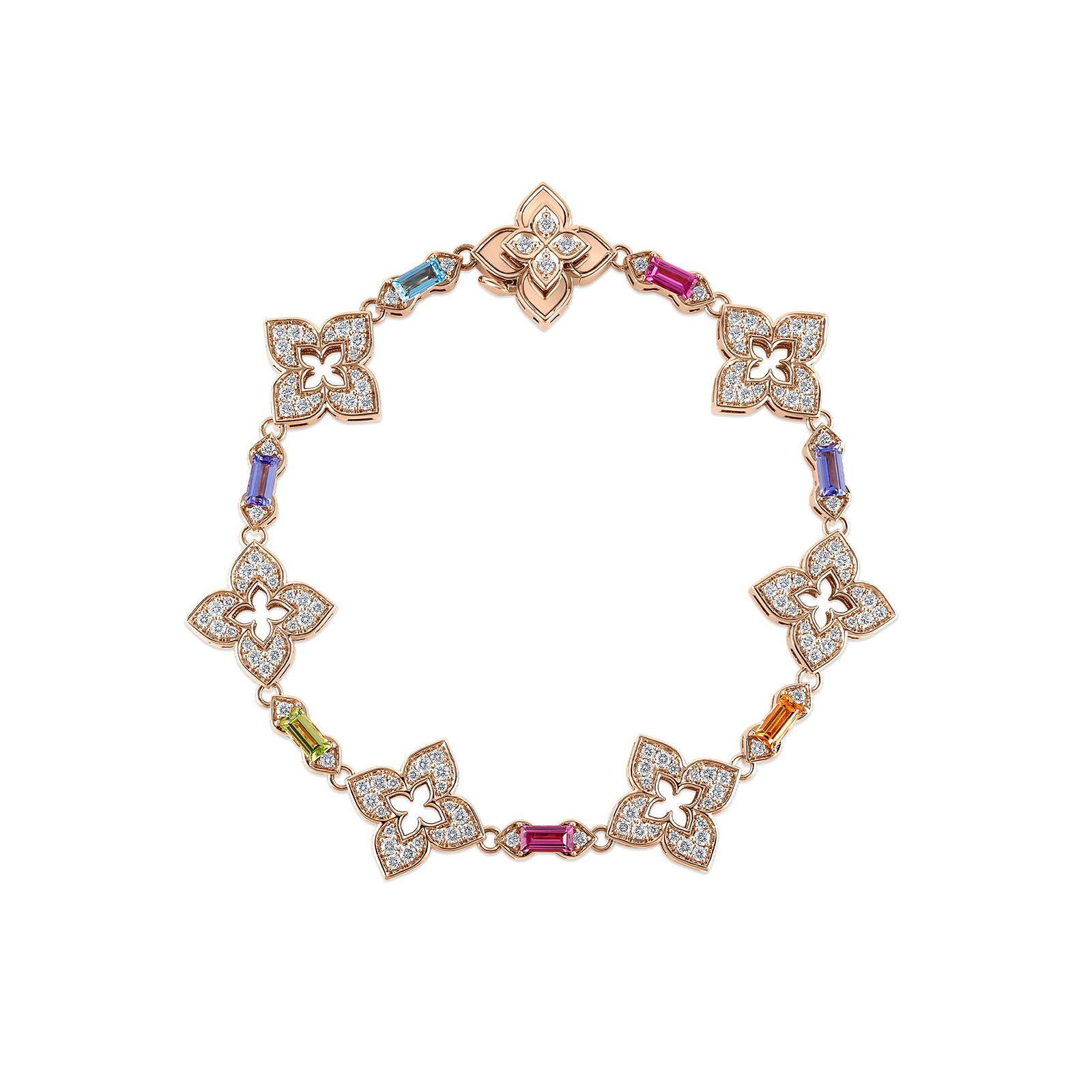 Roberto Coin 18K Rose Gold Venetian Princess Carnival Pave Diamond & Mixed Gemstones Bracelet