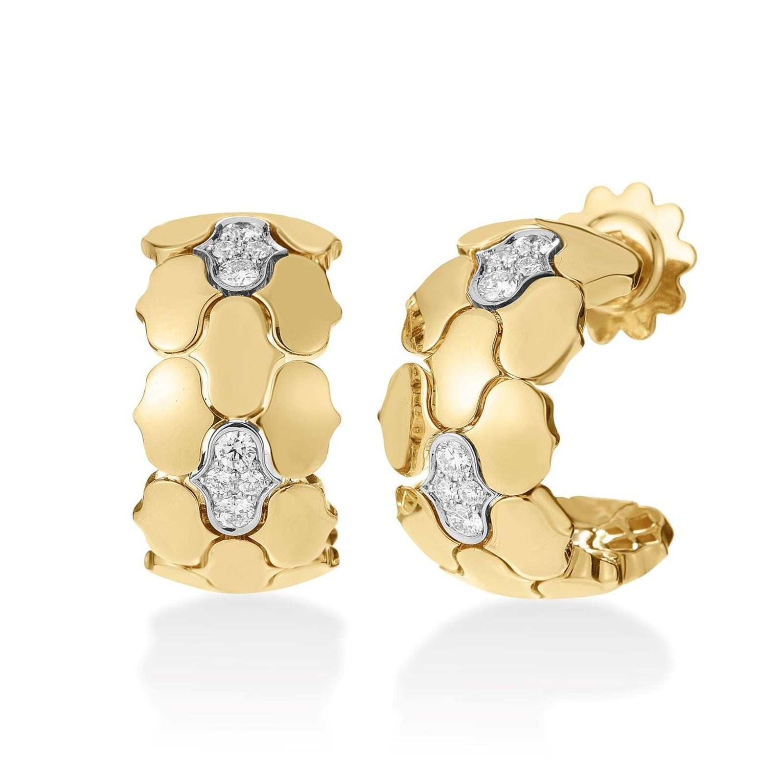 Roberto Coin 18K Yellow Gold Cobra Diamond Hoop Earrings