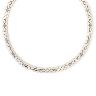 Roberto Coin 18K Yellow Gold Cobra Diamond & White Ceramic Necklace
