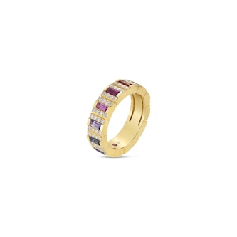 Roberto Coin 18K Yellow Gold Obelisco Pave Diamond & Mixed Sapphires Ring - Size 7