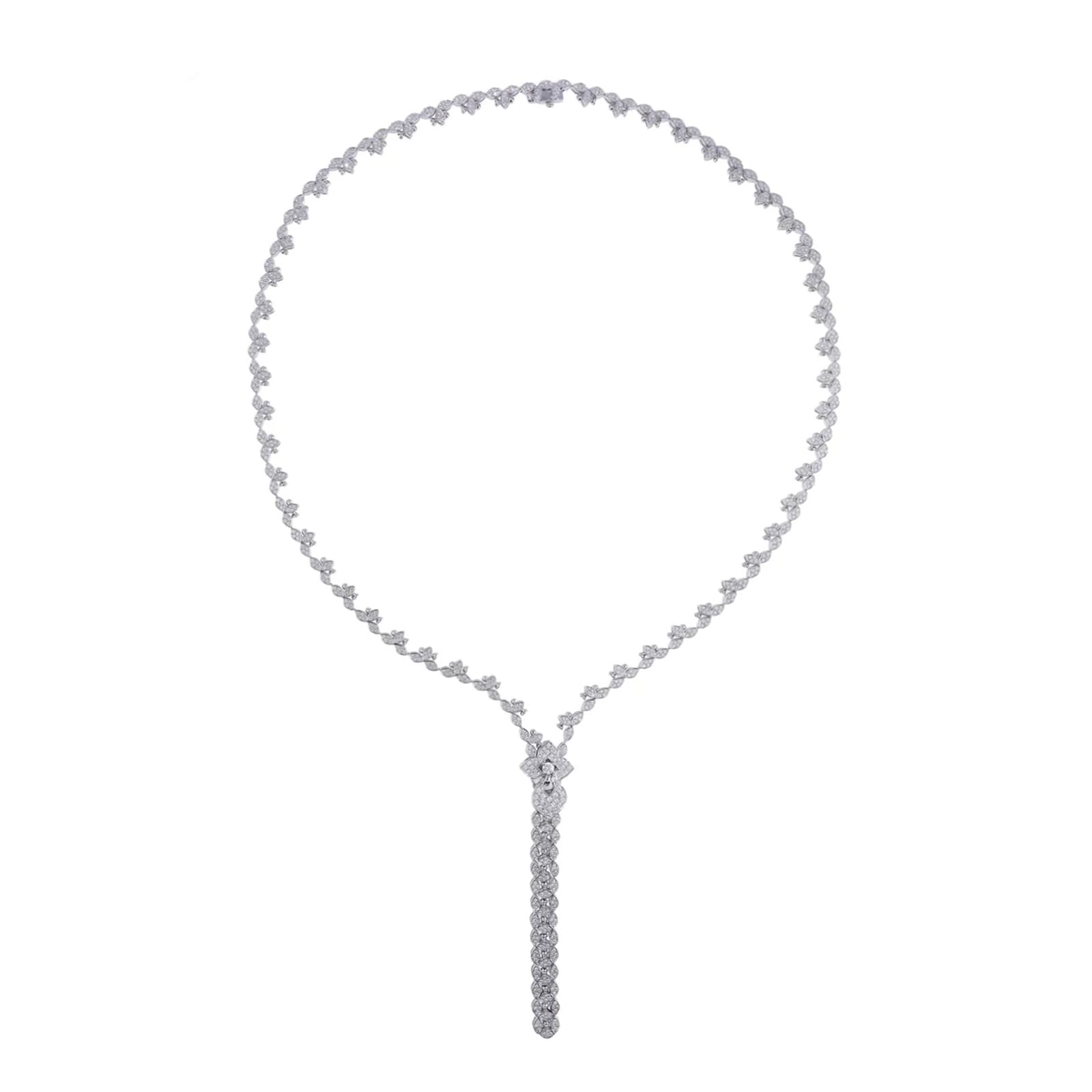 Roberto Coin 18K White Gold Venetian Princess Diamond Zipper Necklace