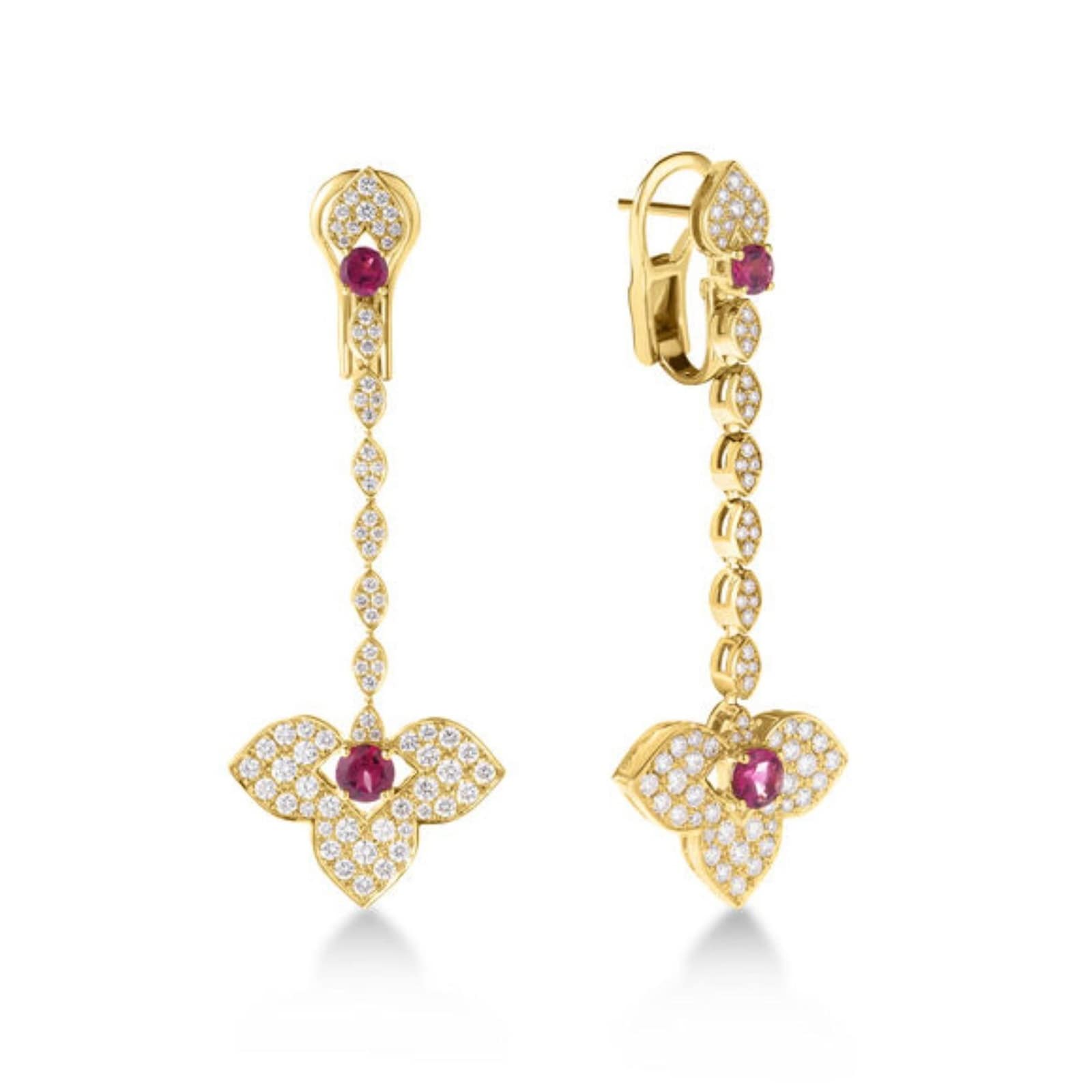 Roberto Coin 18K Yellow Gold Venetian Princess Diamond & Rubellite Drop Earrings Roberto Coin 18K Yellow Gold Venetian Princess Diamond & Rubellite Drop Earrings