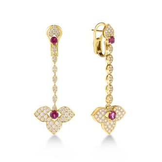 Roberto Coin 18K Yellow Gold Venetian Princess Diamond & Rubellite Drop Earrings