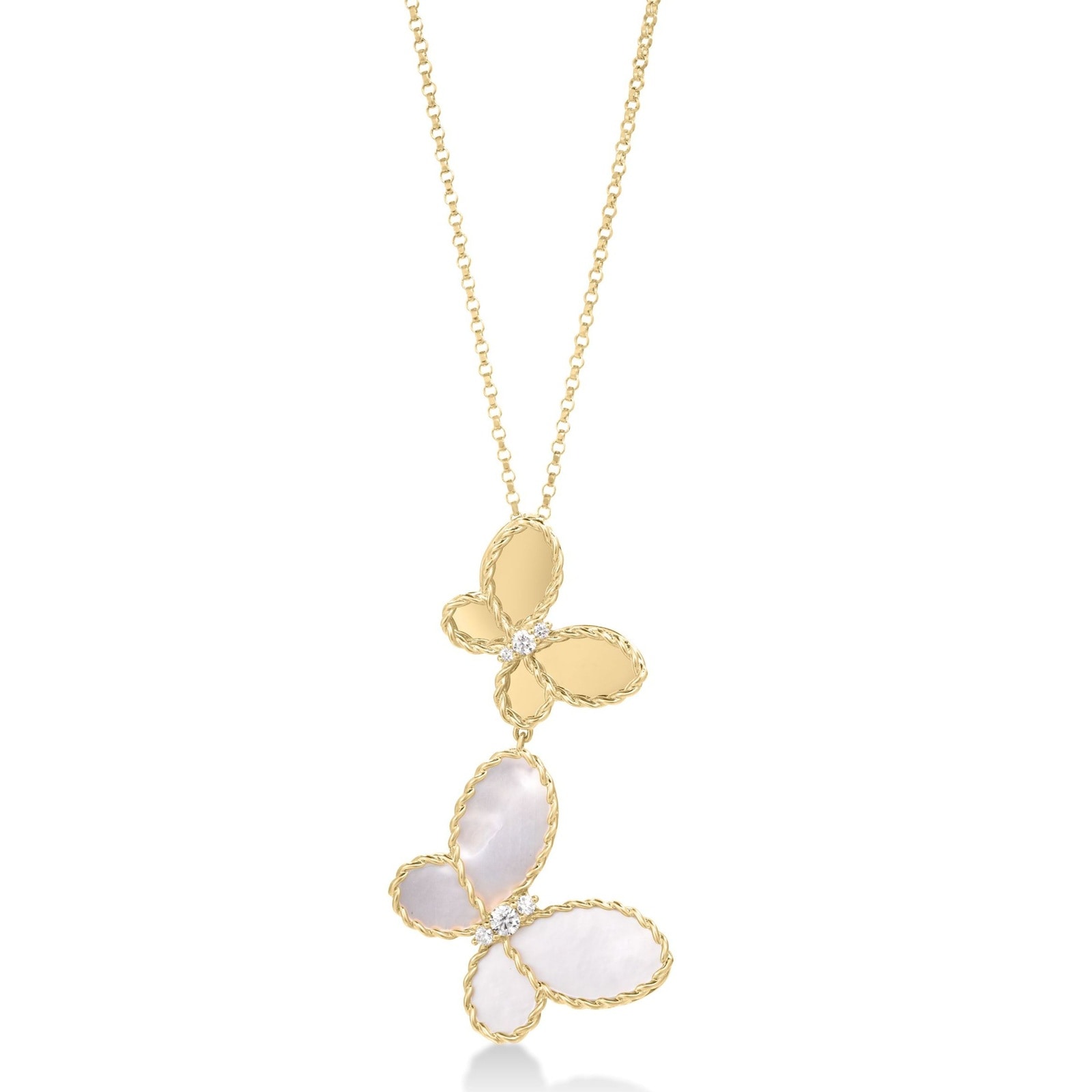 Roberto Coin 18K Yellow Gold Jasmine Diamond & Mother Of Pearl Butterfly Pendant Necklace