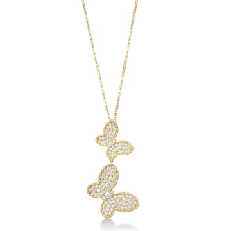Roberto Coin 18K Yellow Gold Jasmine Diamond Butterfly Pendant Necklace