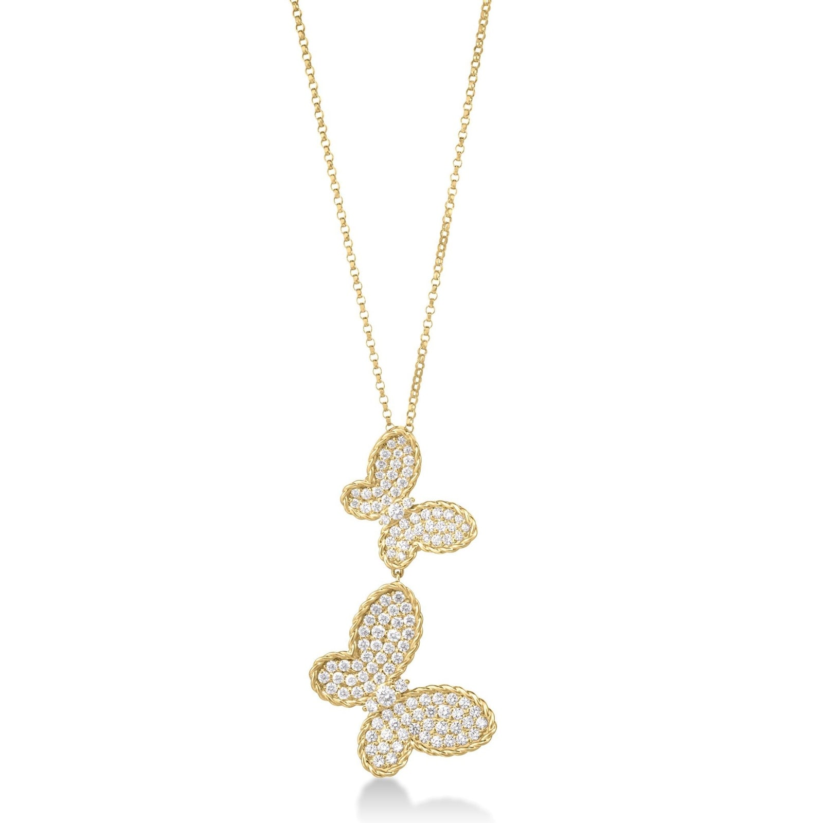Roberto Coin 18K Yellow Gold Jasmine Diamond Butterfly Pendant Necklace