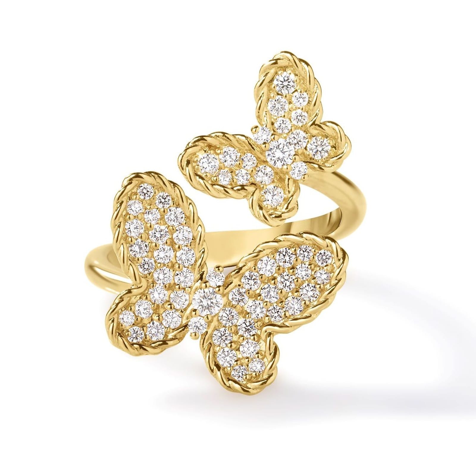 Roberto Coin 18K Yellow Gold Jasmine Diamond Butterfly Ring  - Size 6.5
