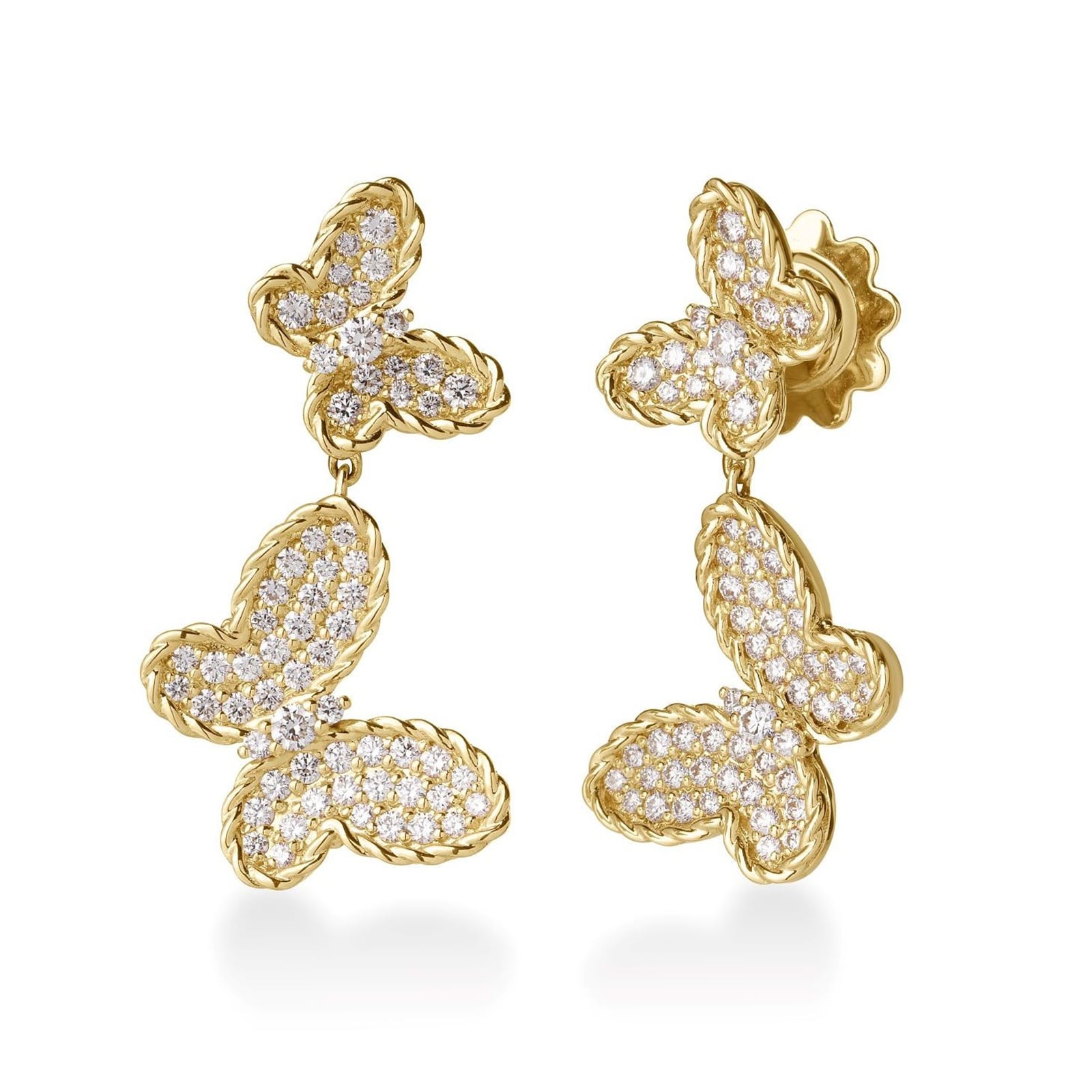 Roberto Coin 18K Yellow Gold Jasmine Diamond Butterfly Drop Earrings Roberto Coin 18K Yellow Gold Jasmine Diamond Butterfly Drop Earrings
