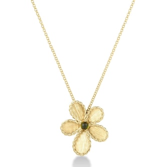 Roberto Coin 18K Yellow Gold Jasmine Green Tourmaline Flower Pendant Necklace