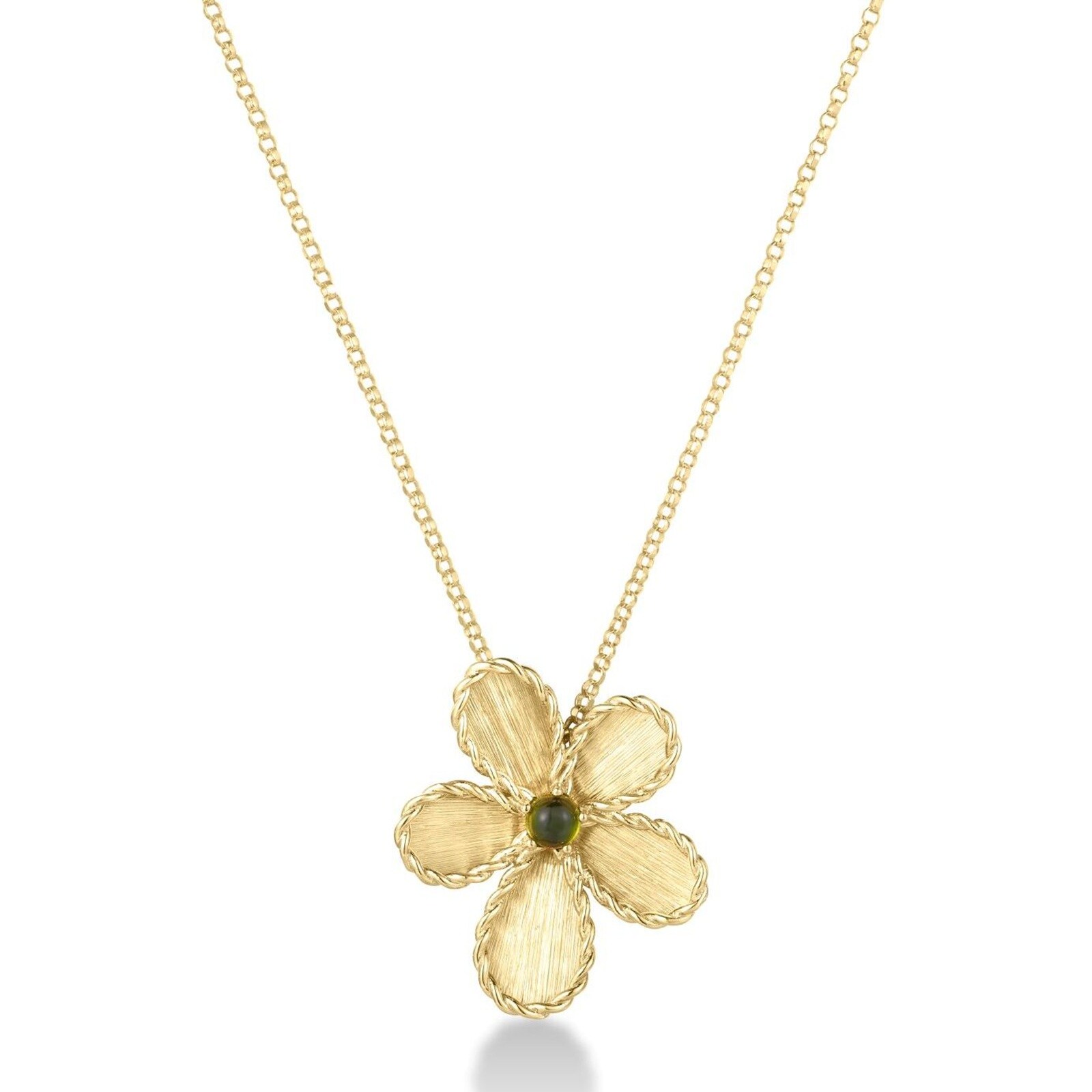 Roberto Coin 18K Yellow Gold Jasmine Green Tourmaline Flower Pendant Necklace