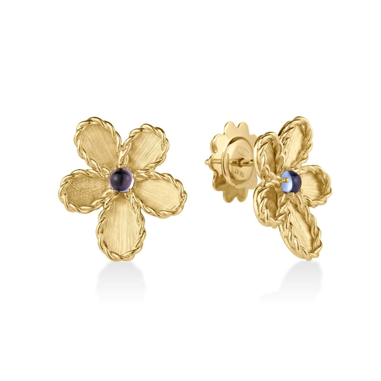 Roberto Coin 18K Yellow Gold Jasmine Blue Tanzanite Flower Stud Earrings Roberto Coin 18K Yellow Gold Jasmine Blue Tanzanite Flower Stud Earrings
