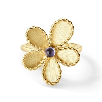 Roberto Coin 18K Yellow Gold Jasmine Blue Tanzanite Ring - Size 6.5