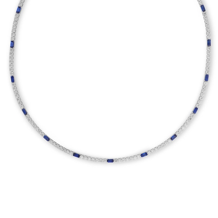 Roberto Coin Diamond Princess 18K White Gold Mixed Cut Diamond & Sapphire Necklace