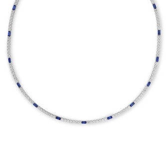 Roberto Coin Diamond Princess 18K White Gold Mixed Cut Diamond & Sapphire Necklace