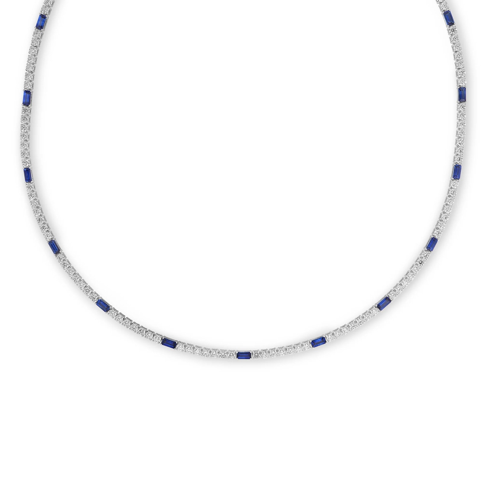 Roberto Coin Diamond Princess 18K White Gold Mixed Cut Diamond & Sapphire Necklace