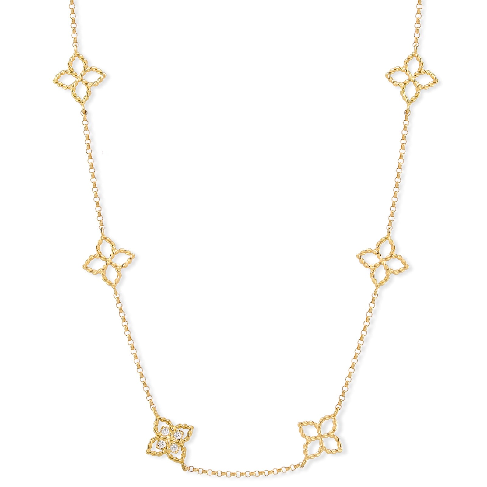 Roberto Coin Princess Flower 18ct Yellow Gold 0.03ct Diamond Necklace Roberto Coin Princess Flower 18ct Yellow Gold 0.03ct Diamond Necklace