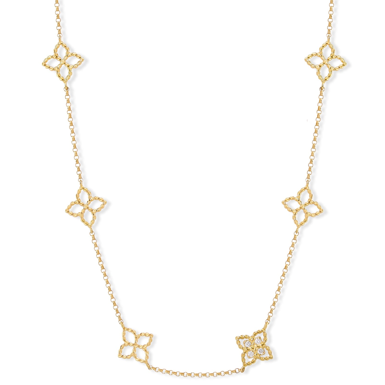 Roberto Coin Princess Flower 18ct Yellow Gold 0.03ct Diamond Necklace Roberto Coin Princess Flower 18ct Yellow Gold 0.03ct Diamond Necklace