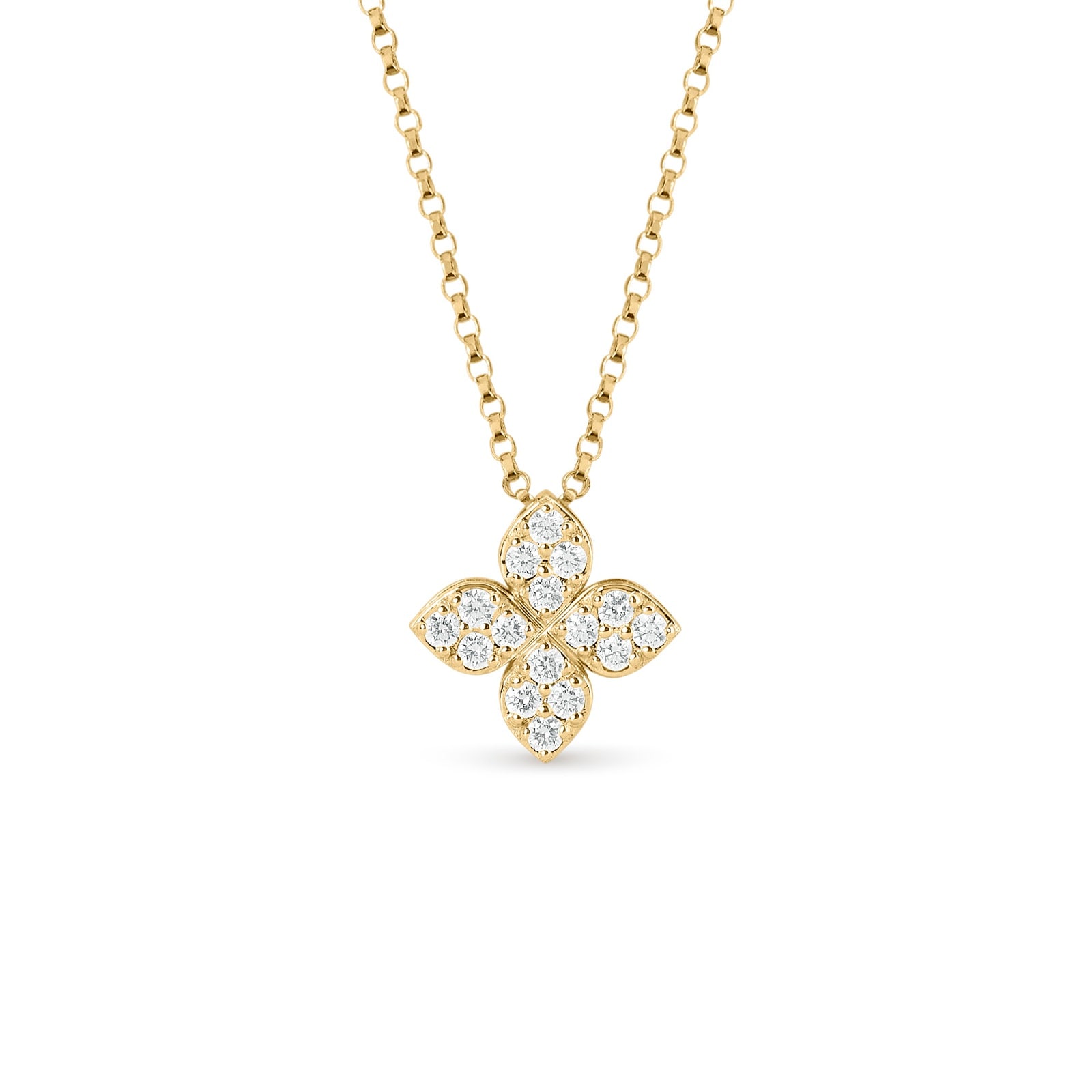 Roberto Coin Princess Flower 18ct Yellow Gold 0.20ct Diamond Necklace