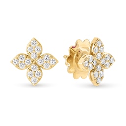 37524355 - Princess Flower 18ct Yellow Gold 0.41ct Diamond Stud Earrings