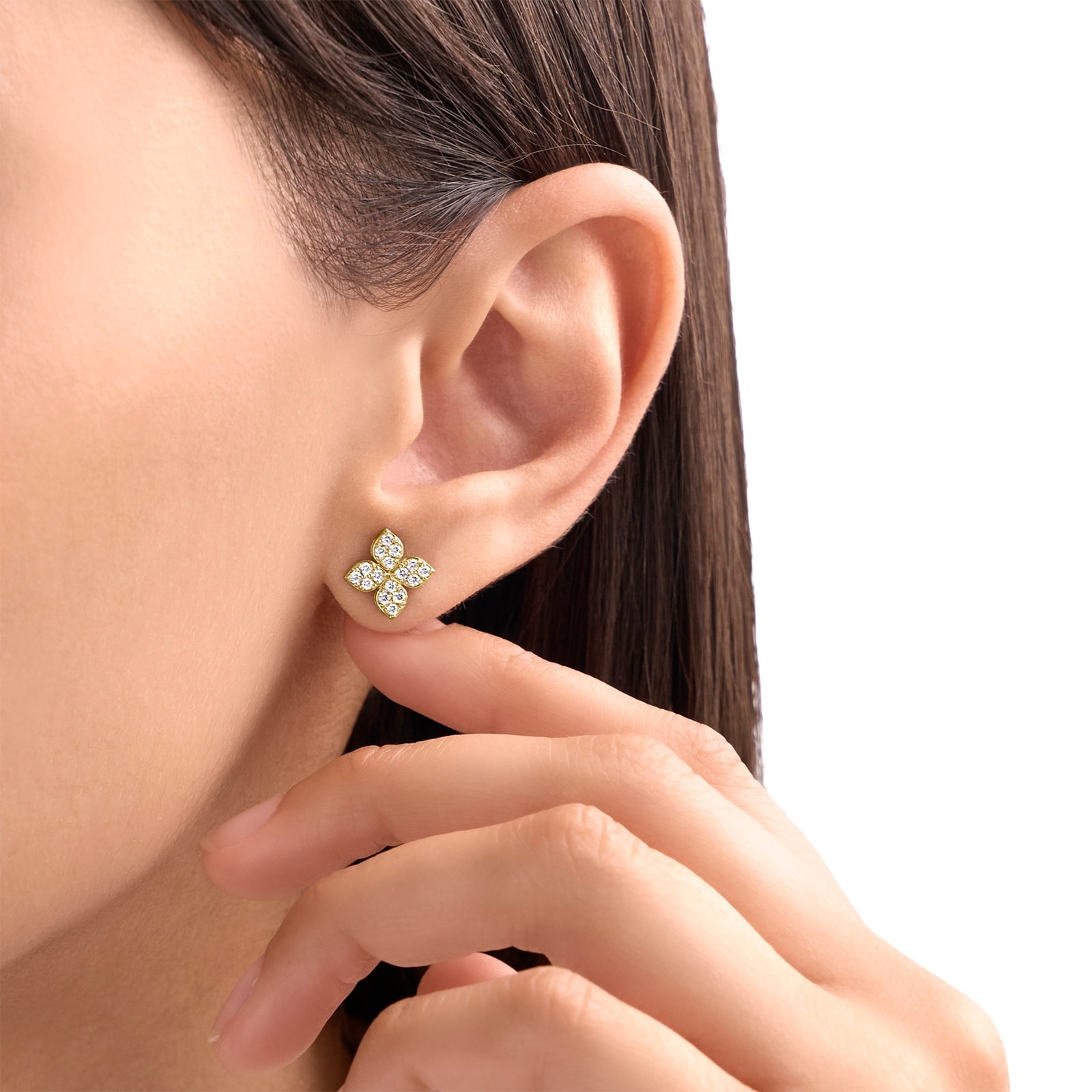 Roberto Coin Princess Flower 18ct Yellow Gold 0.41ct Diamond Stud Earrings Roberto Coin Princess Flower 18ct Yellow Gold 0.41ct Diamond Stud Earrings