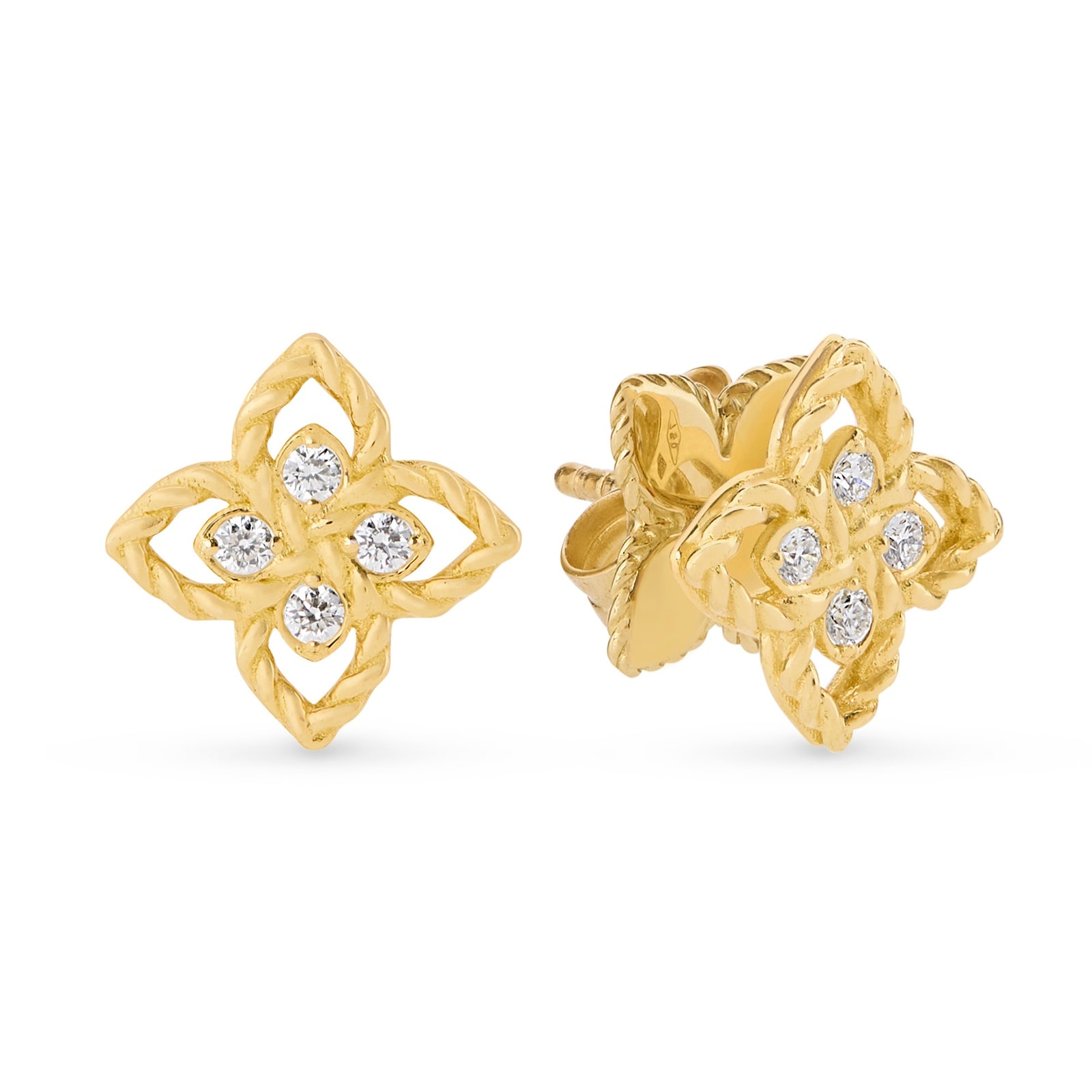 Roberto Coin Princess Flower 18ct Yellow Gold 0.07ct Diamond Stud Earrings Roberto Coin Princess Flower 18ct Yellow Gold 0.07ct Diamond Stud Earrings