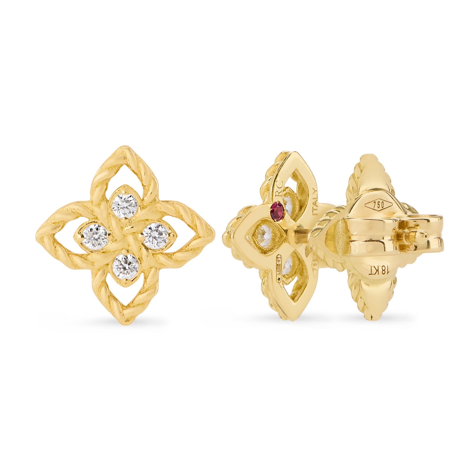 Roberto Coin Princess Flower 18ct Yellow Gold 0.07ct Diamond Stud Earrings Roberto Coin Princess Flower 18ct Yellow Gold 0.07ct Diamond Stud Earrings