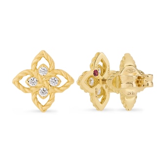 Roberto Coin Princess Flower 18ct Yellow Gold 0.07ct Diamond Stud Earrings Roberto Coin Princess Flower 18ct Yellow Gold 0.07ct Diamond Stud Earrings