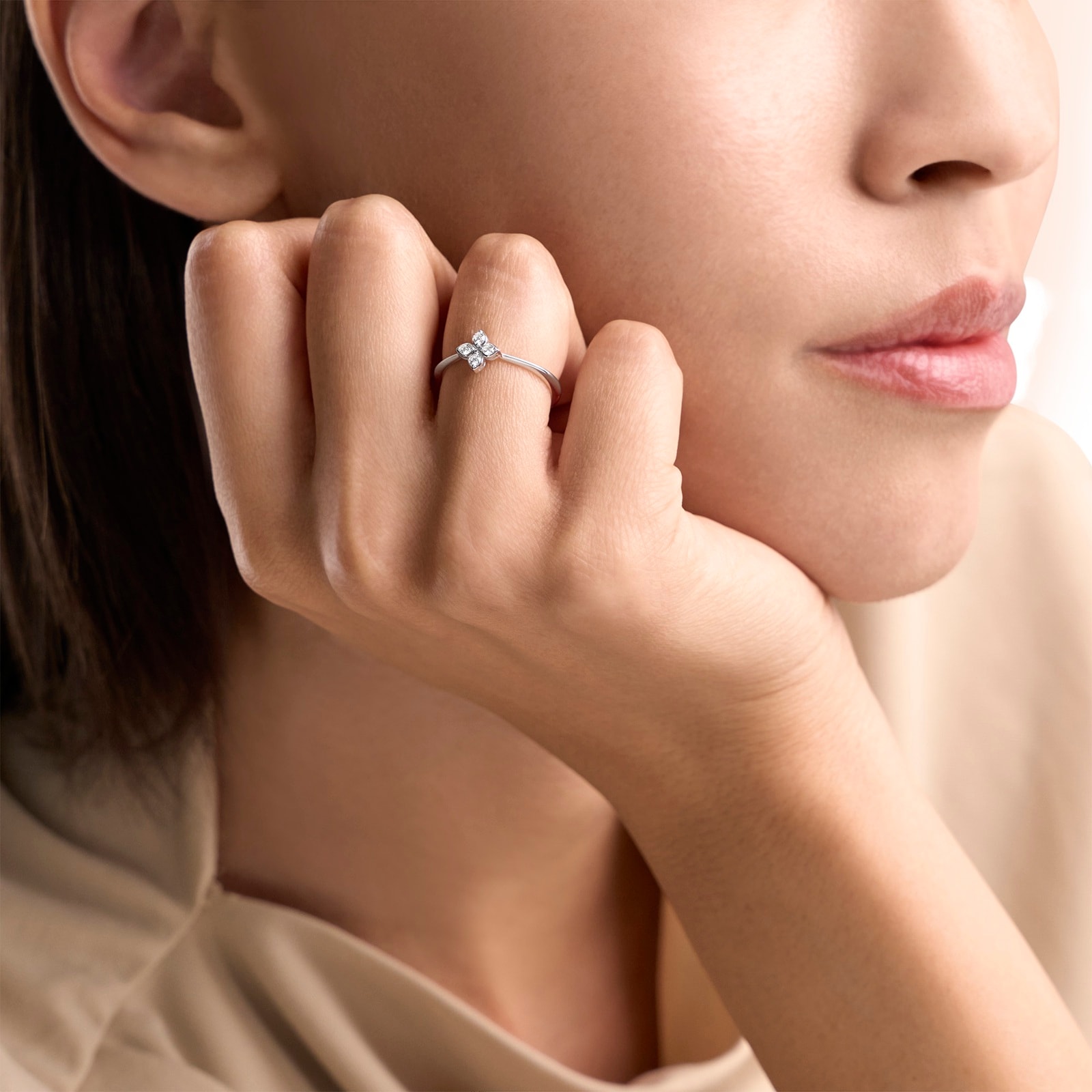 Roberto Coin Princess Flower 18ct White Gold 0.10ct Diamond Ring