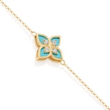 Roberto Coin Princess Flower 18ct Yellow Gold 0.09ct Diamond & Enamel Bracelet