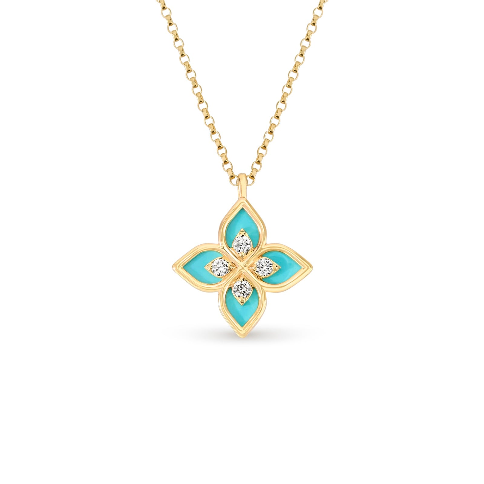 Roberto Coin Princess Flower 18ct Yellow Gold 0.09ct Diamond & Enamel Pendant Necklace Roberto Coin Princess Flower 18ct Yellow Gold 0.09ct Diamond & Enamel Pendant Necklace