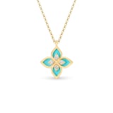 Roberto Coin Princess Flower 18ct Yellow Gold 0.09ct Diamond & Enamel Pendant Necklace