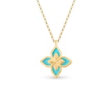 Roberto Coin Princess Flower 18ct Yellow Gold 0.09ct Diamond & Enamel Pendant Necklace