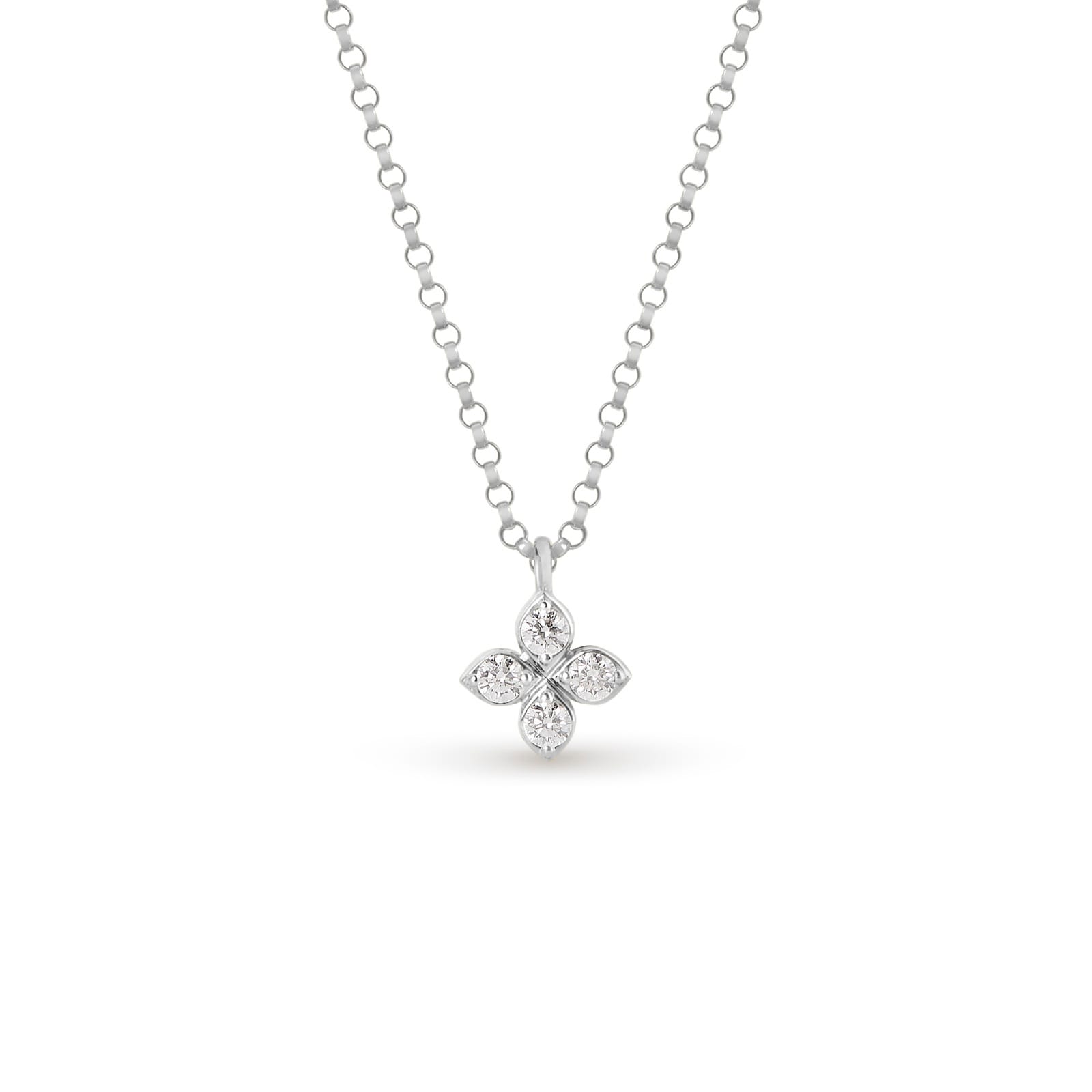 Roberto Coin Princess Flower 18ct White Gold 0.10ct Diamond Pendant Necklace