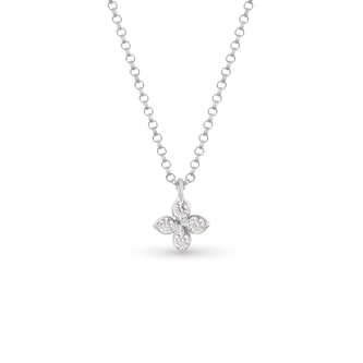 Roberto Coin Princess Flower 18ct White Gold 0.10ct Diamond Pendant Necklace