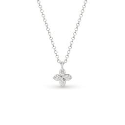 37524363 - Princess Flower 18ct White Gold 0.10ct Diamond Pendant Necklace