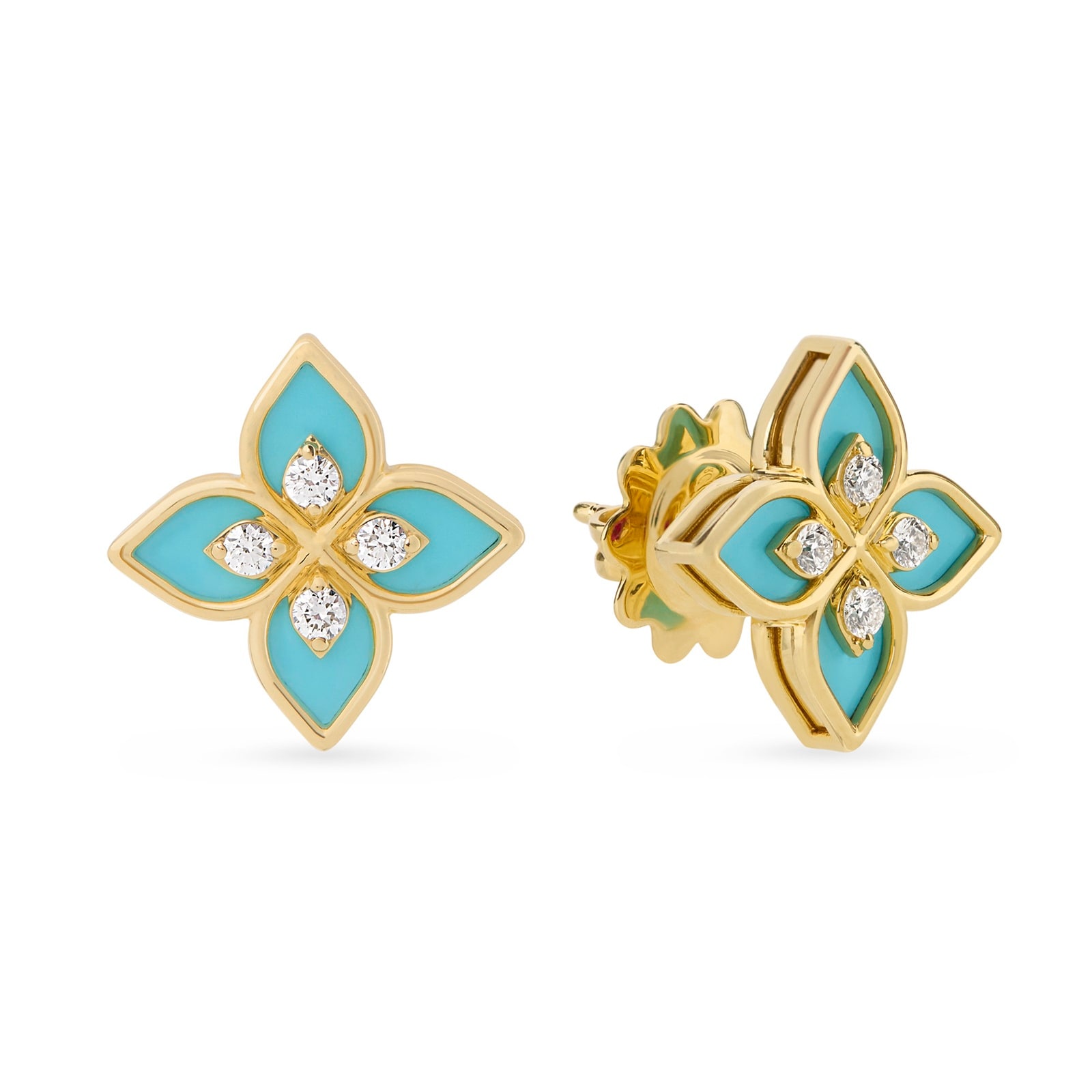 Roberto Coin Princess Flower 18ct Yellow Gold 0.19ct Diamond & Enamel Stud Earrings Roberto Coin Princess Flower 18ct Yellow Gold 0.19ct Diamond & Enamel Stud Earrings
