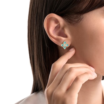 Roberto Coin Princess Flower 18ct White Gold 0.19ct Diamond & Enamel Stud Earrings